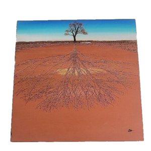 Original woodcut  signed work of art oak tree "below" from Seattle Washington